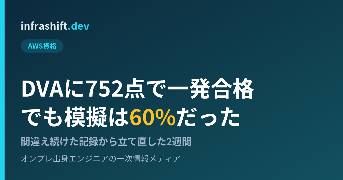 AWS DVA-C02に752点で一発合格、でも模擬は60%だった